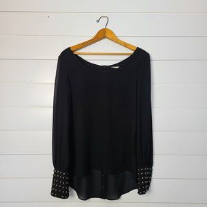 ☀️ Women's Double Zero Black H/L Button-Back Top